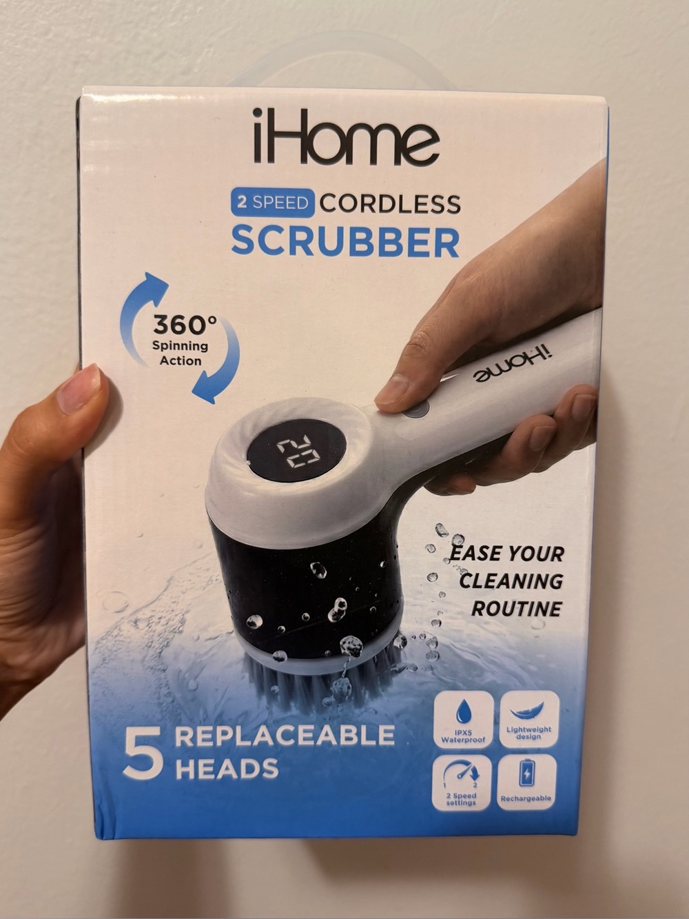 iHome 5 Heads Electric Spin Scrubber Cordless Bathtub Power Scrubber